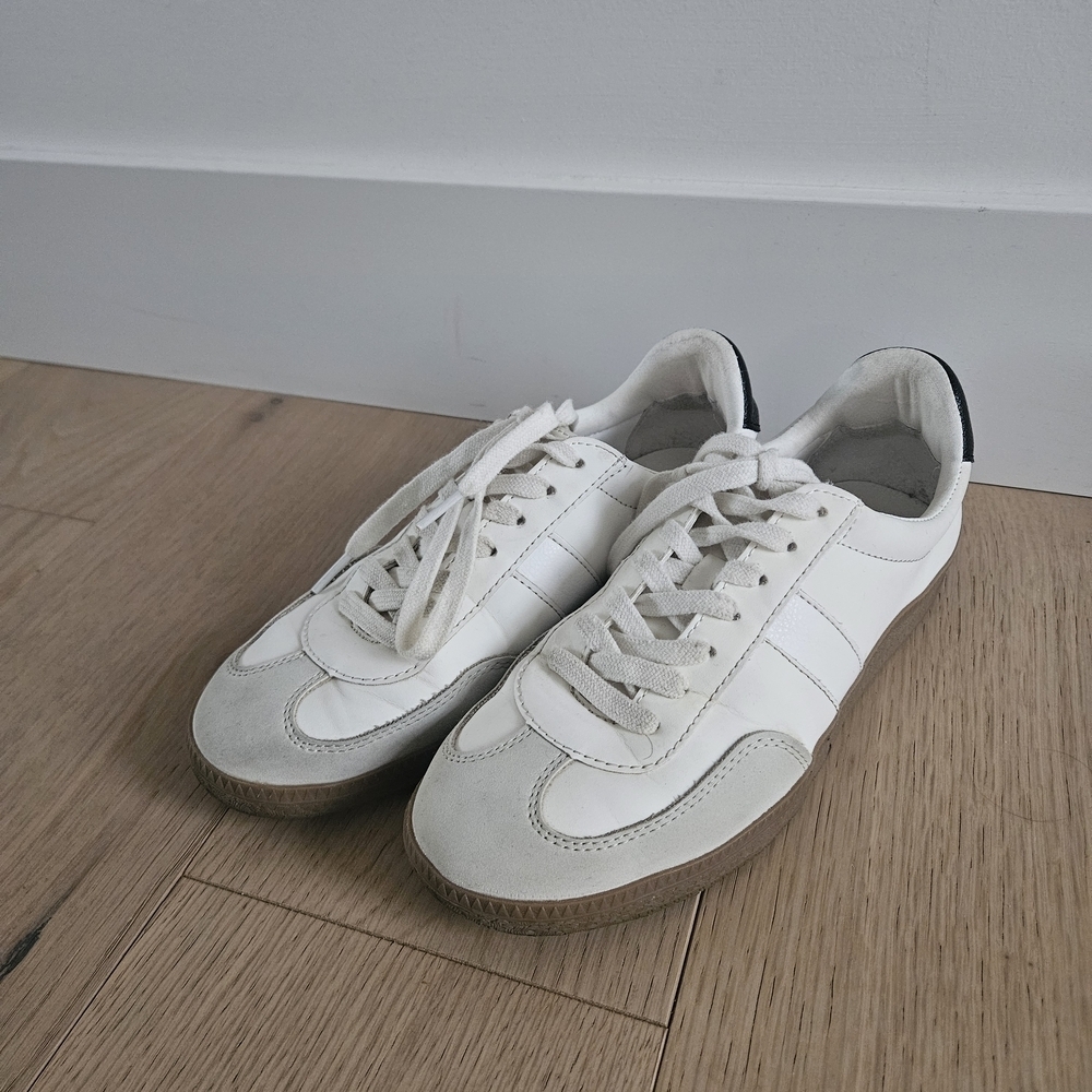 Call It Spring Women's White and Cream Sneakers Samba-inspired Size 9